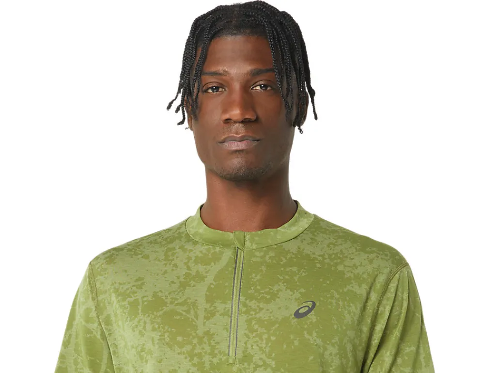 metarun__zip_ss_top__pattern_3.webp Heren ASICS Shirts Met Korte Mouwen*Metarun 1/2 Zip Ss Top - Pattern